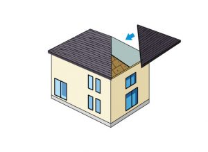 カバー工法（重ね葺き）を表現したイラスト