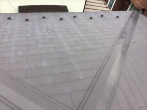 エフロレッセンス（白華現象）が発生した屋根