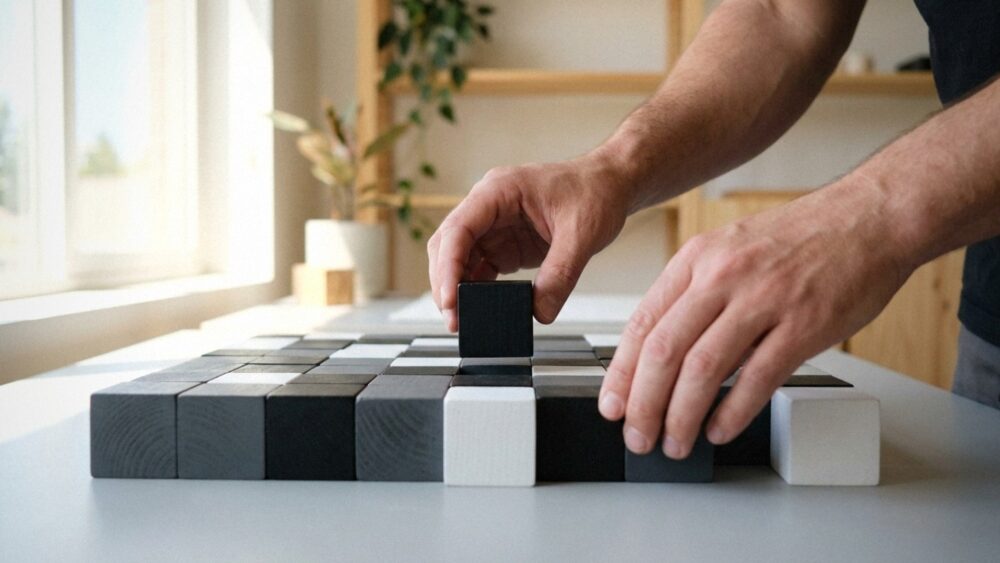 4. スタイリッシュに仕上げる!モノトーンのツートン塗り分けパターン